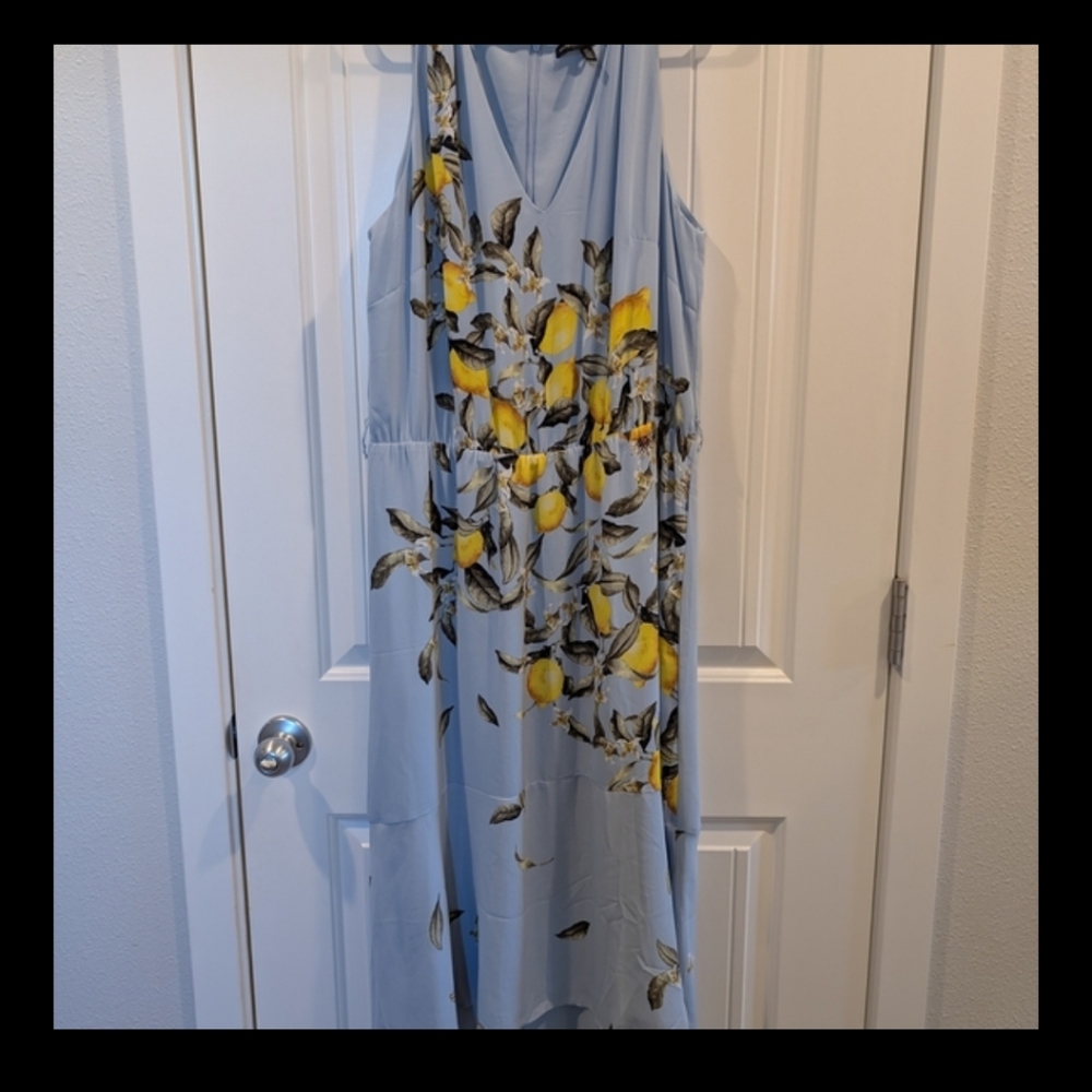 White House Black Market Blue and Yellow High Low Dress - Picture 8 of 8